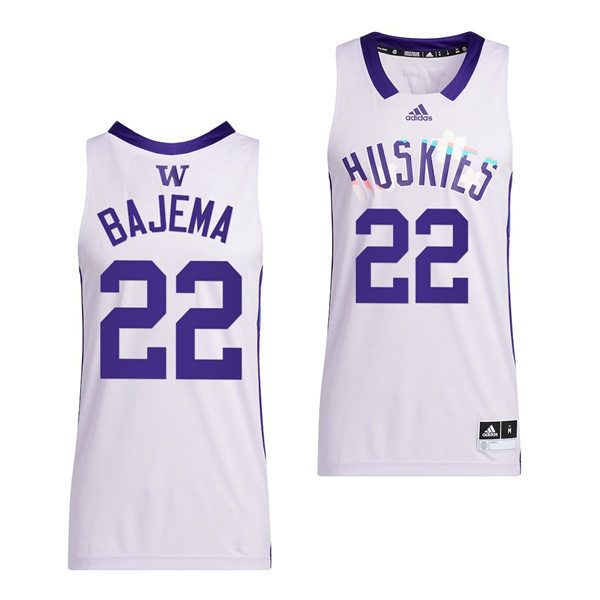 Mens Youth Washington Huskies #22 Cole Bajema 2022 White Honoring Black Excellence Basketball Jersey 