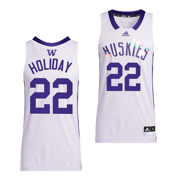 Mens Youth Washington Huskies #22 Justin Holiday 2022 White Honoring Black Excellence Basketball Jersey 