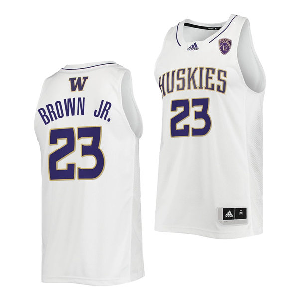 Mens Youth Washington Huskies #23 Terrell Brown Jr. Adidas White College Basketball Game Jersey 