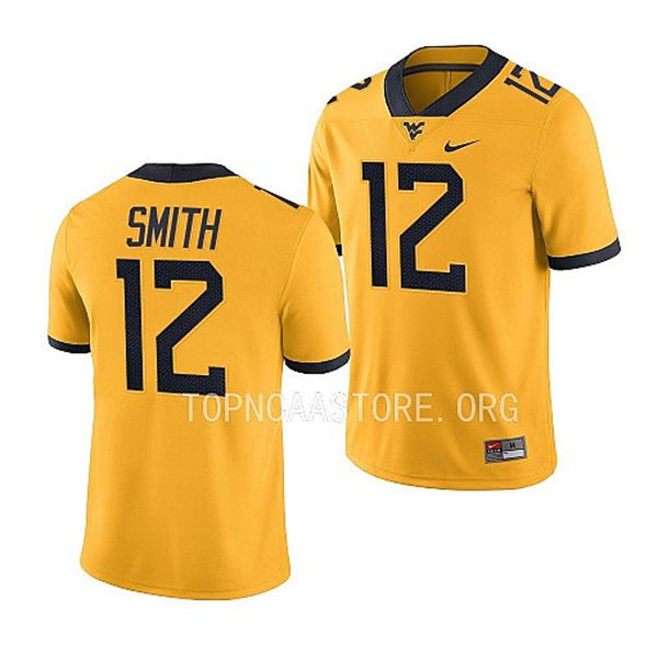 Mens Youth West Virginia Mountaineers #12 Geno Smith Nike 2022 Gold College Football Game Jersey 