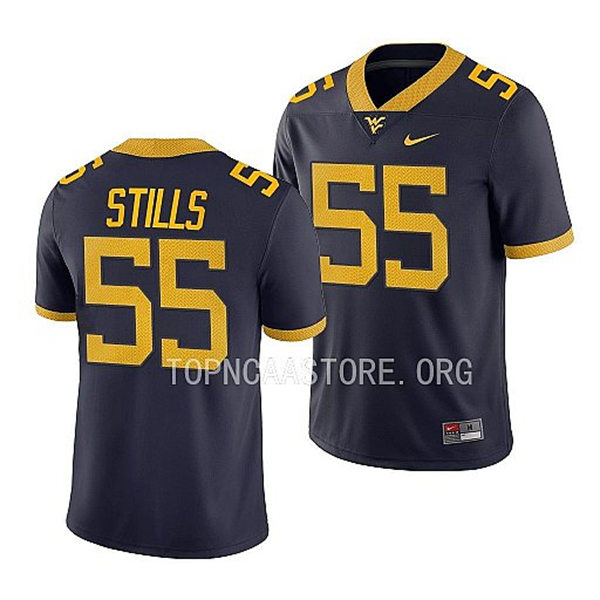 Mens Youth West Virginia Mountaineers #55 Dante Stills Nike 2022 Navy College Football Game Jersey 