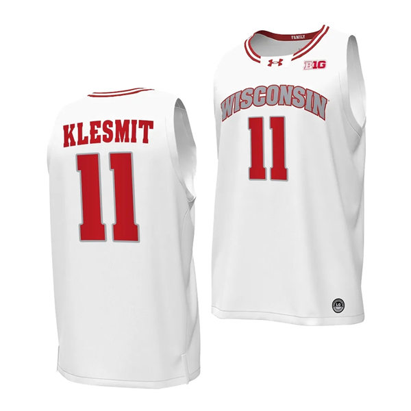 Mens Youth Wisconsin Badgers #11 Max Klesmit 2023-24 White Alternate College Basketball Game