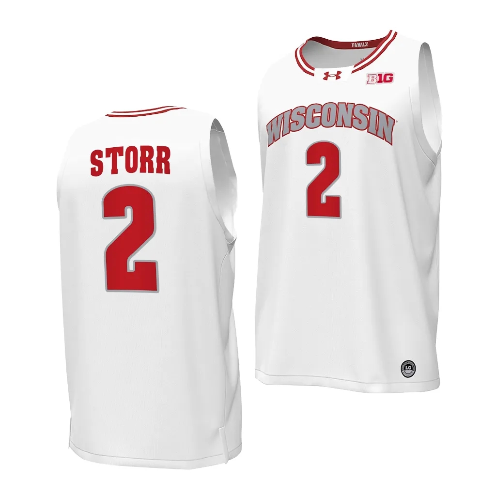 Mens Youth Wisconsin Badgers #2 AJ Storr 2023-24 White Alternate College Basketball Game Jersey