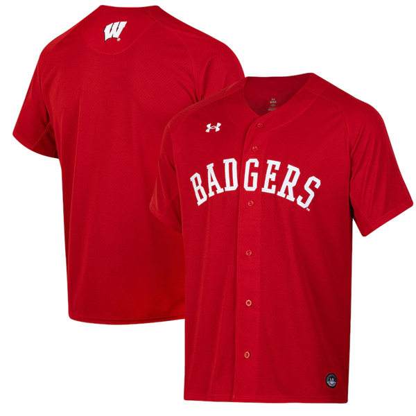 Mens Youth Wisconsin Badgers Custom Red Baseball Jersey