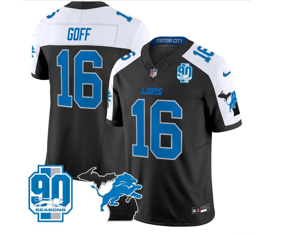 Mens rams 16 jared goff nfl 2018 lights out black color rush limited stitched jerseys