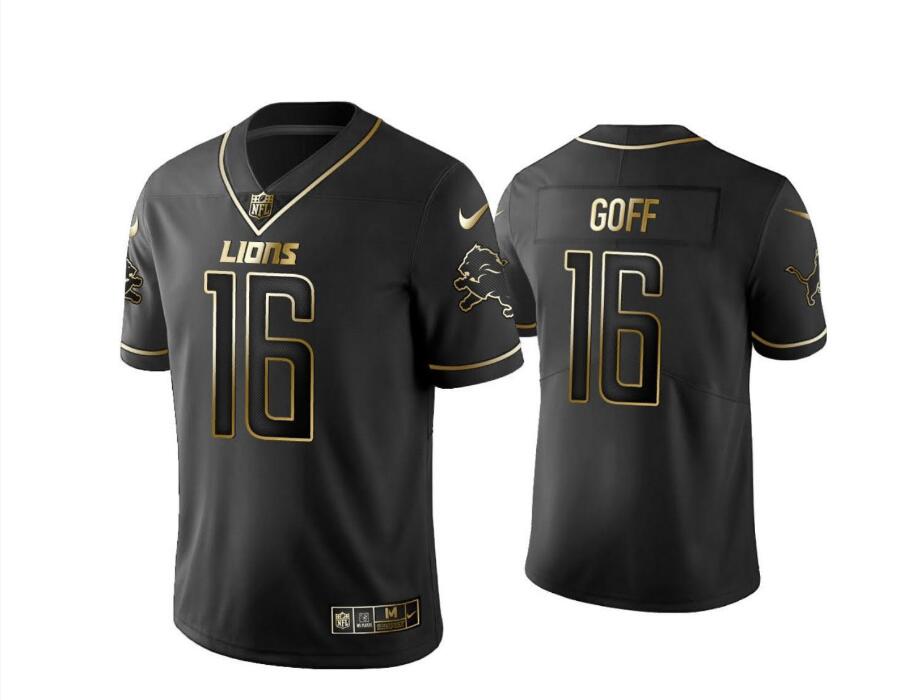 Mens rams 16 jared goff nfl 2018 lights out black gold color rush limited stitched jersey