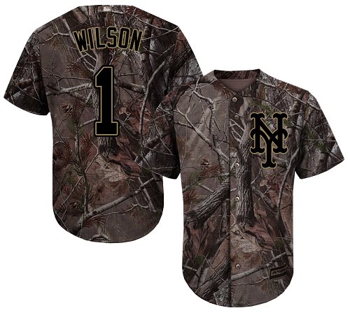 Mets #1 Mookie Wilson Camo Realtree Collection Cool Base Stitched Baseball Jersey
