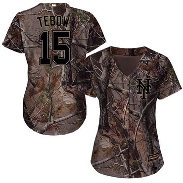 Mets #15 Tim Tebow Camo Realtree Collection Cool Base Women's Stitched Baseball Jersey