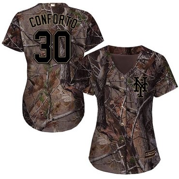 Mets #30 Michael Conforto Camo Realtree Collection Cool Base Women's Stitched Baseball Jersey