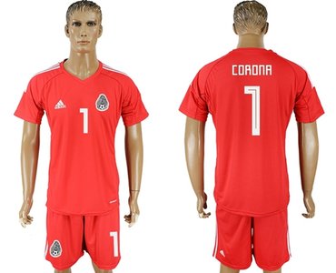 Mexico #1 Corona Red Goalkeeper Soccer Country Jersey