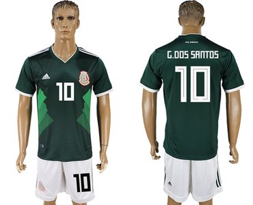 Mexico #10 G.Dos Santos Green Home Soccer Country Jersey