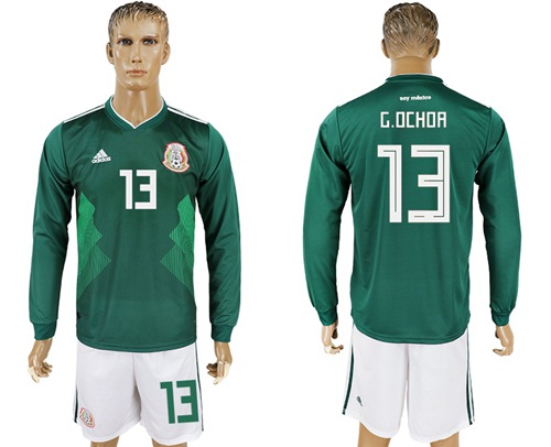 Mexico #13 G.Ochoa Home Long Sleeves Soccer Country Jersey