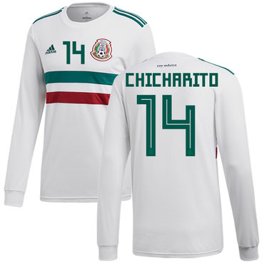 Mexico #14 Chicharito Away Long Sleeves Soccer Country Jersey