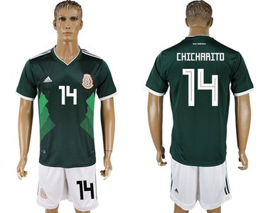 Mexico #14 Chicharito Green Home Soccer Country Jersey