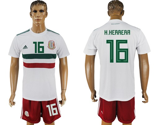 Mexico #16 H.Herrera Away Soccer Country Jersey