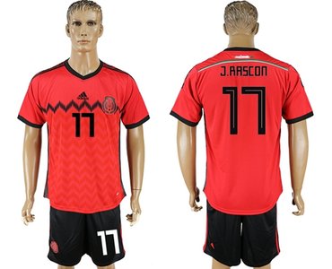 Mexico #17 J.Rascon Away Soccer Country Jersey