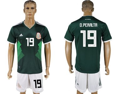 Mexico #19 O.Peralta Green Home Soccer Country Jersey