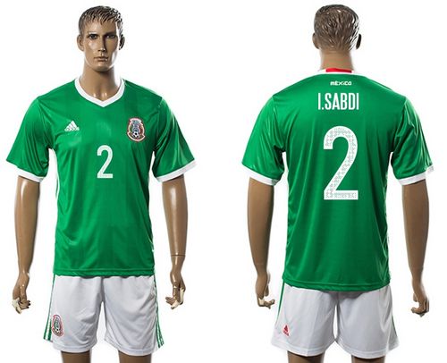 Mexico #2 I.Sabdi Green Home Soccer Country Jersey