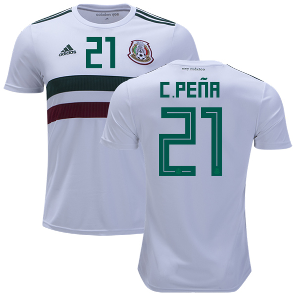 Mexico #21 C.Pena Away Kid Soccer Country Jersey