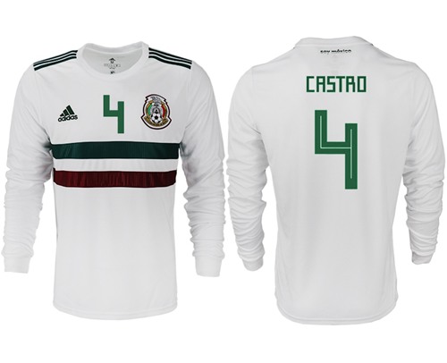 Mexico #4 Castro Away Long Sleeves Soccer Country Jersey