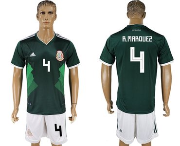 Mexico #4 R.Marquez Green Home Soccer Country Jersey