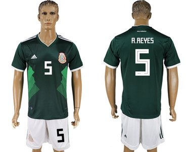 Mexico #5 A.Reyes Green Home Soccer Country Jersey