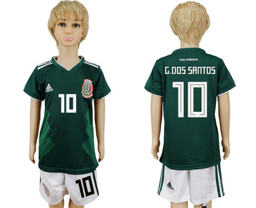 Mexico 10 G.DOS SANTOS Home Youth 2018 FIFA World Cup Soccer Jersey