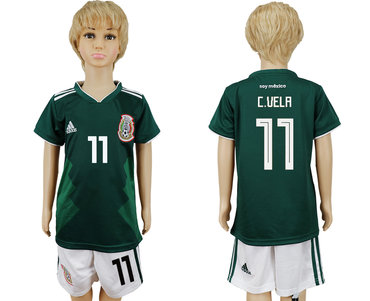 Mexico 11 C.VELA Home Youth 2018 FIFA World Cup Soccer Jersey