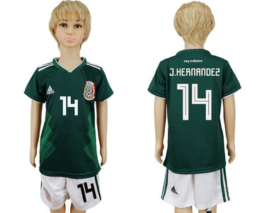 Mexico 14 J.HERNANDEZ Home Youth 2018 FIFA World Cup Soccer Jersey