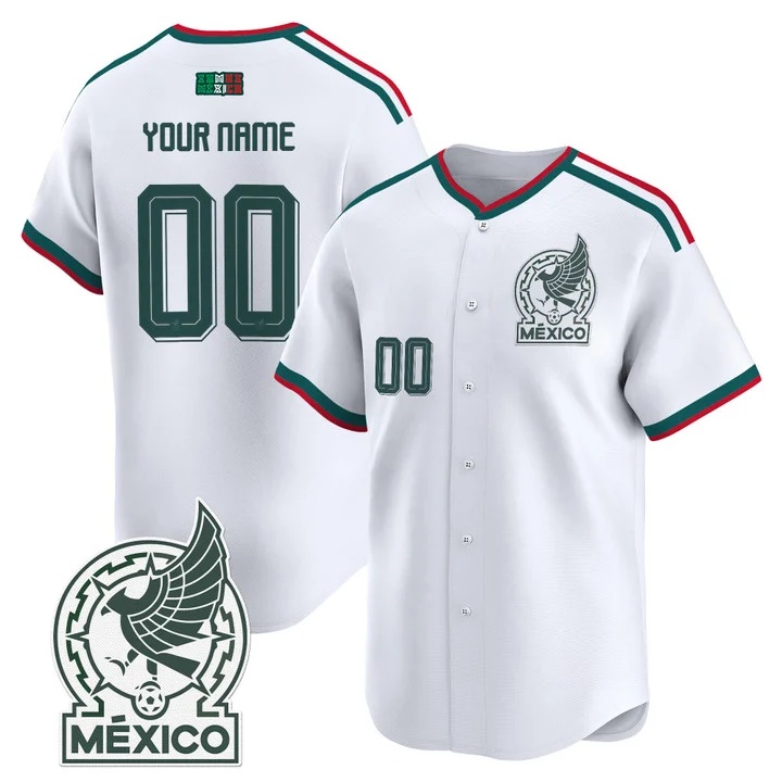Mexico 2026 National Team Vapor Custom Baseball Jersey WHITE