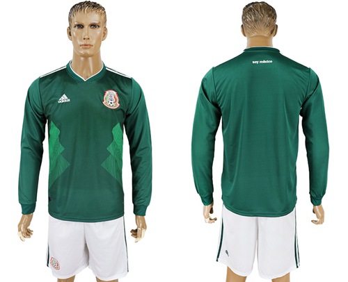 Mexico Blank Home Long Sleeves Soccer Country Jersey