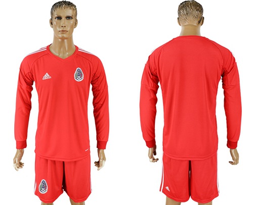 Mexico Blank Red Long Sleeves Goalkeeper Soccer Country Jersey
