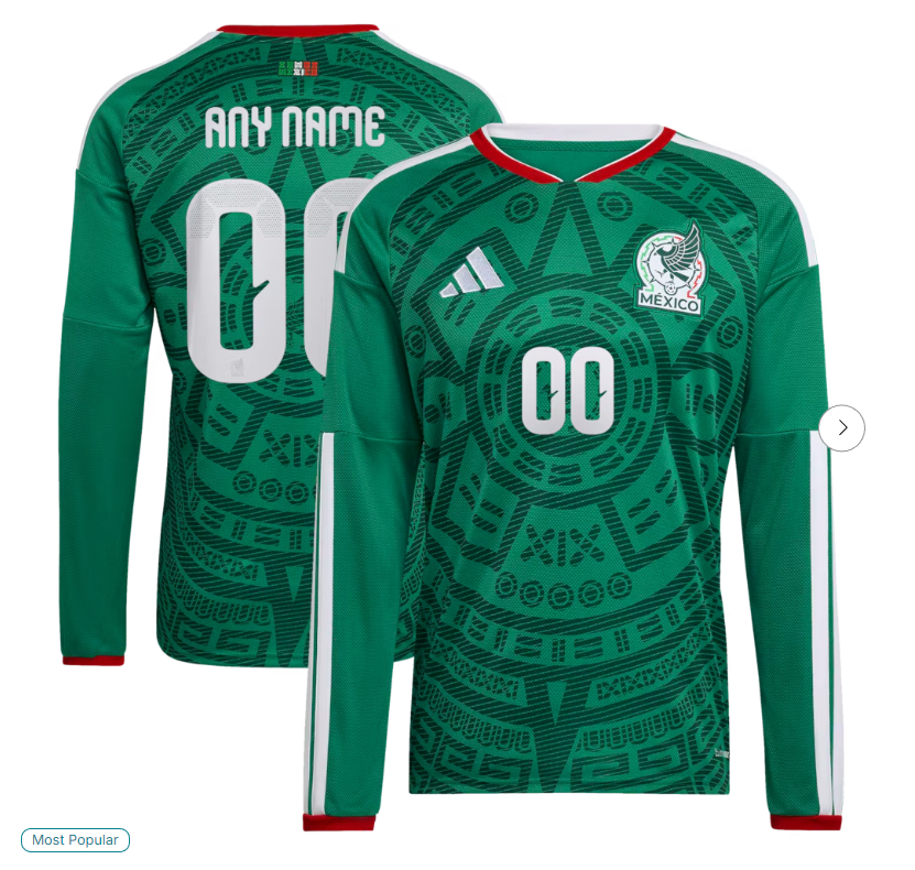 Mexico National Team adidas 2026 Home Replica Long Sleeve Custom Jersey