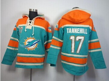 Miami Dolphins #17 Ryan Tannehill Aqua Green Sawyer Hooded Sweatshirt NFL Hoodie