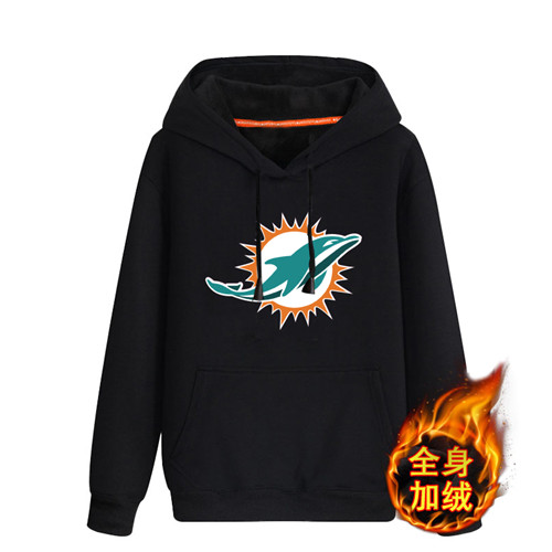 Miami Dolphins Black Men's Winter Thicken NFL Pullover Hoodie