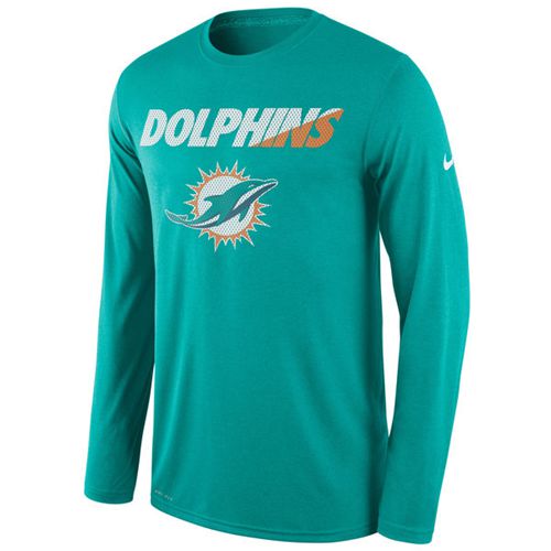 Miami Dolphins Nike Aqua Legend Staff Practice Long Sleeves Performance T-Shirt