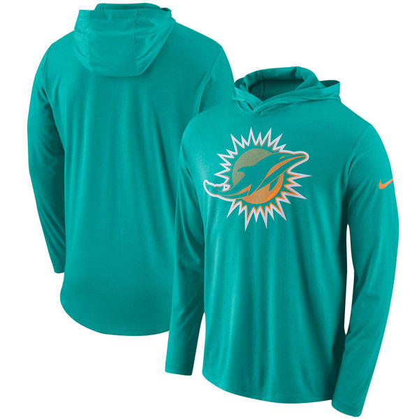 Miami Dolphins Nike Blend Performance Hooded Long Sleeve T-Shirt Aqua