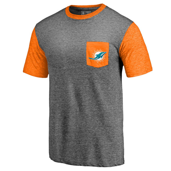 Miami Dolphins Pro Line By Fanatics Branded Heathered Gray Orange Refresh Pocket T-Shirt