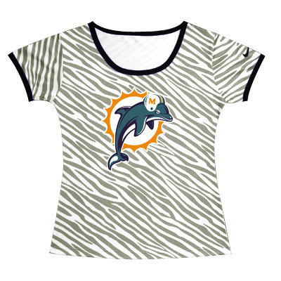 Miami Dolphins Sideline Legend Authentic Logo women Zebra stripes T-shirt