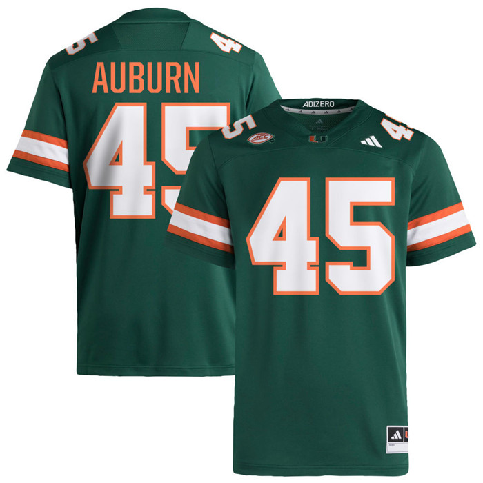 Miami Hurricanes #45 Bert Auburn 2024 Green College Football Game Jersey 