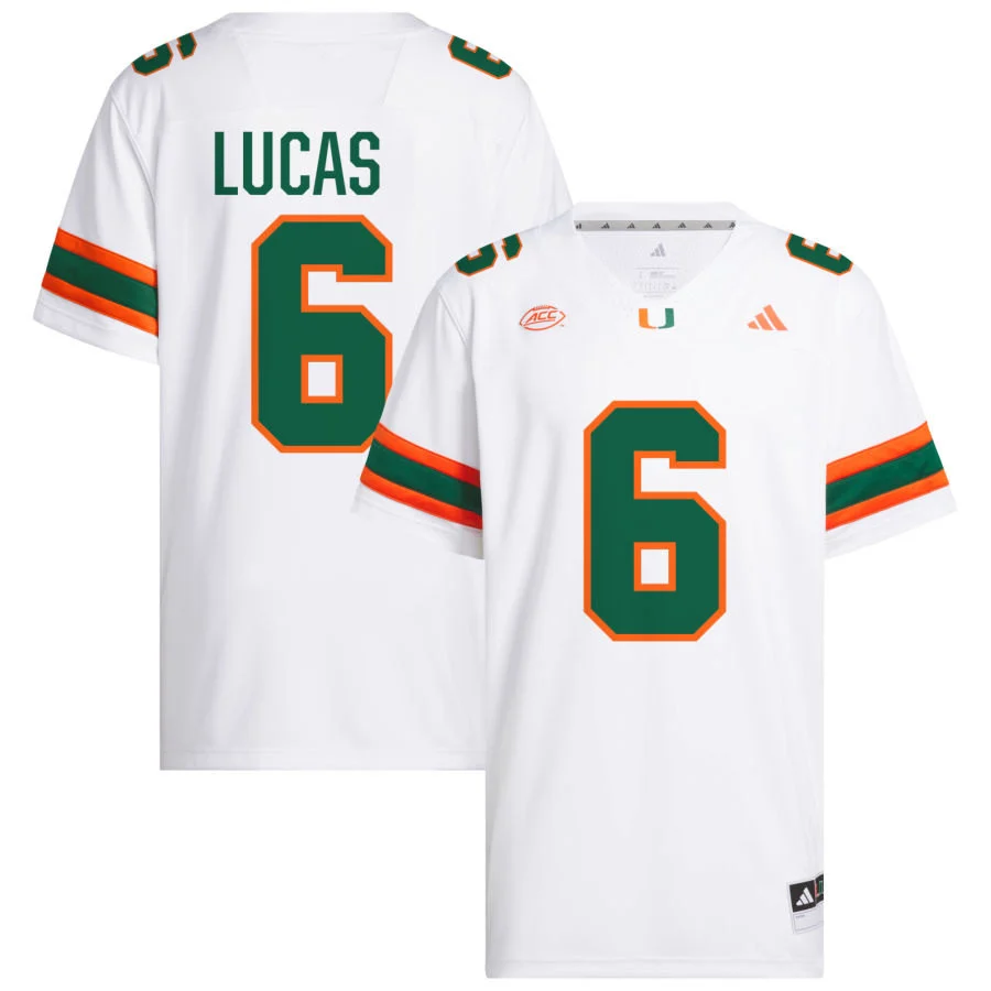 Miami Hurricanes #6 Xavier Lucas 2025 White Football Game Jersey 