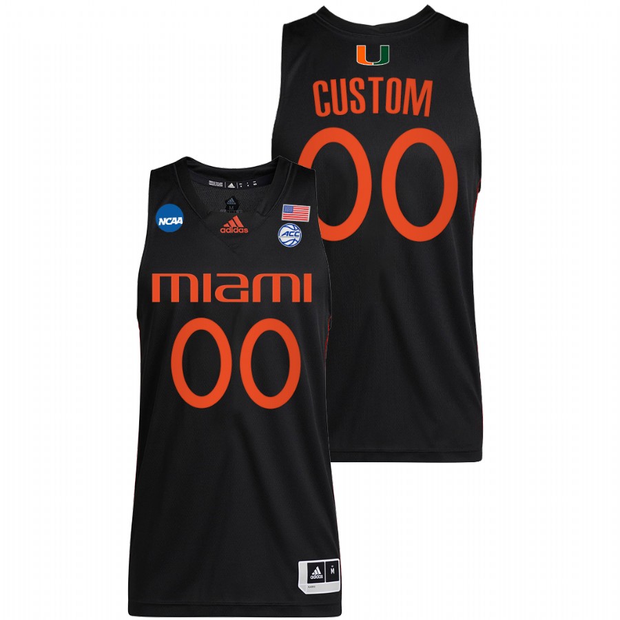Miami Hurricanes Custom 2022 NCAA March Madness Black Sweet 16 Jersey