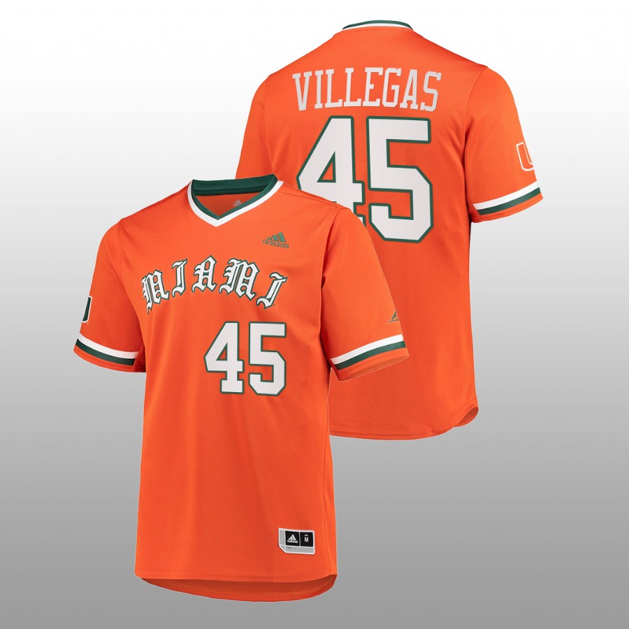 Miami Hurricanes Edgardo Villegas Men Orange Primegreen Baseball Jersey