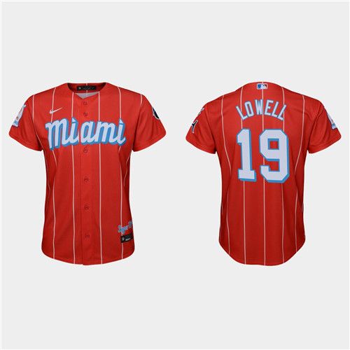 Miami Marlins #19 Mike Lowell Youth Nike 2021 City Connect Authentic MLB Jersey Red