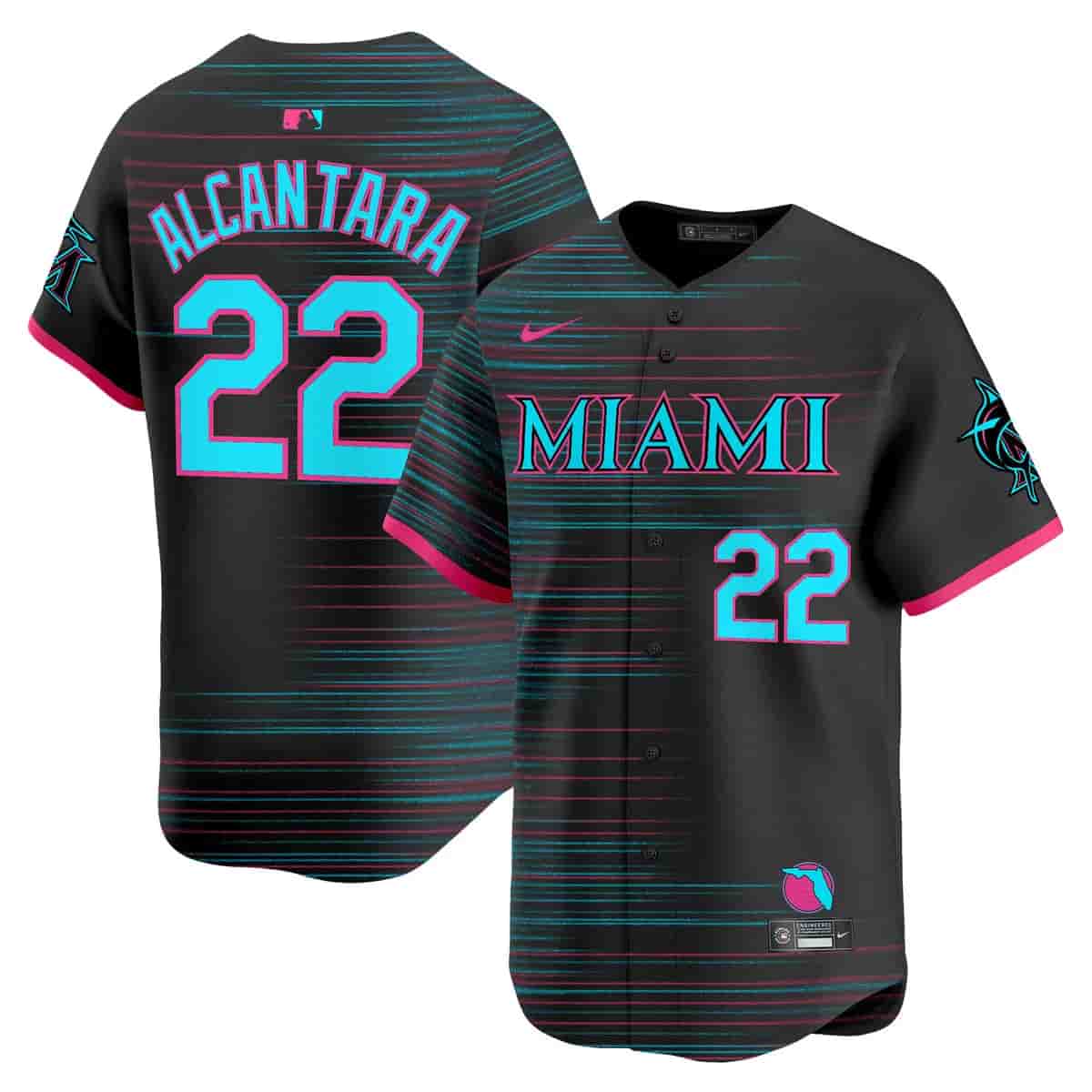 Miami Marlins 2025 City Connect Vapor Premier Limited Jersey - All Stitched Sandy Alcantara
