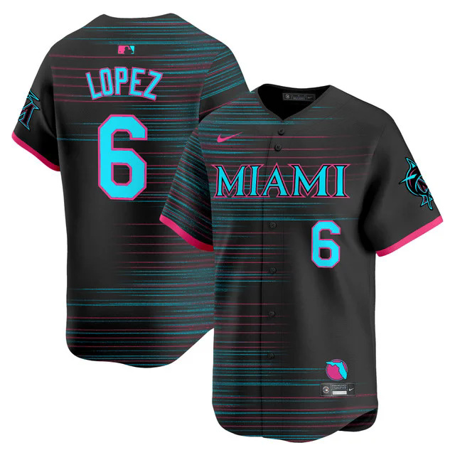 Miami Marlins 2025 City Connect Vapor Premier Limited Jersey #6 OTTO LOPEZ.webp