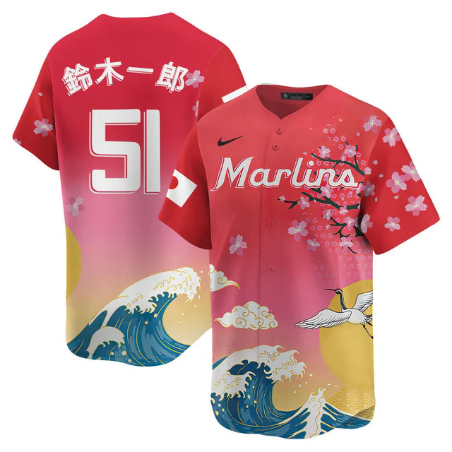Miami Marlins Japanese Heritage Night 2025 Jersey #51 ICHIRO SUZUKI (KANJI).webp