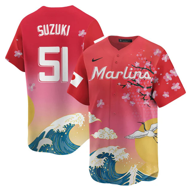 Miami Marlins Japanese Heritage Night 2025 Jersey #51 ICHIRO SUZUKI.webp