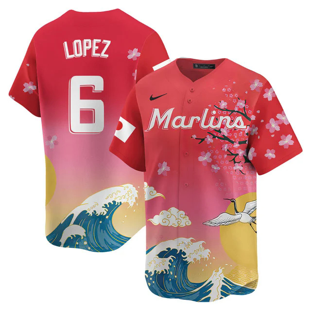 Miami Marlins Japanese Heritage Night 2025 Jersey #6 OTTO LOPEZ.webp