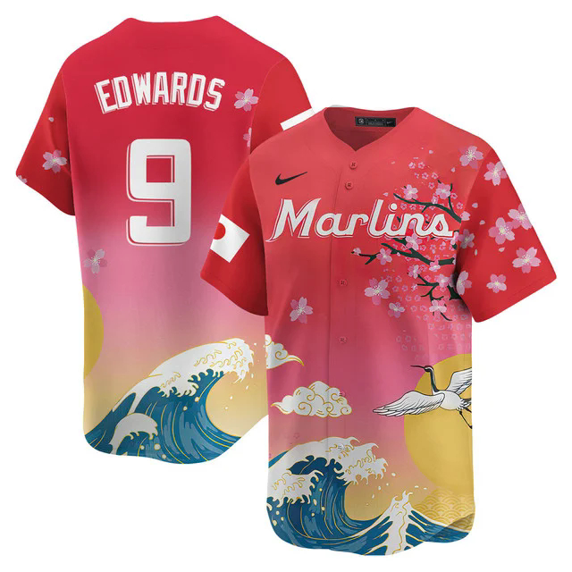 Miami Marlins Japanese Heritage Night 2025 Jersey #9 XAVIER EDWARDS.webp